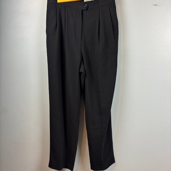 Vintage Haut De Gamme En Avance Black Trousers Pleated Lined Dress Pants 14 High - Picture 2 of 8